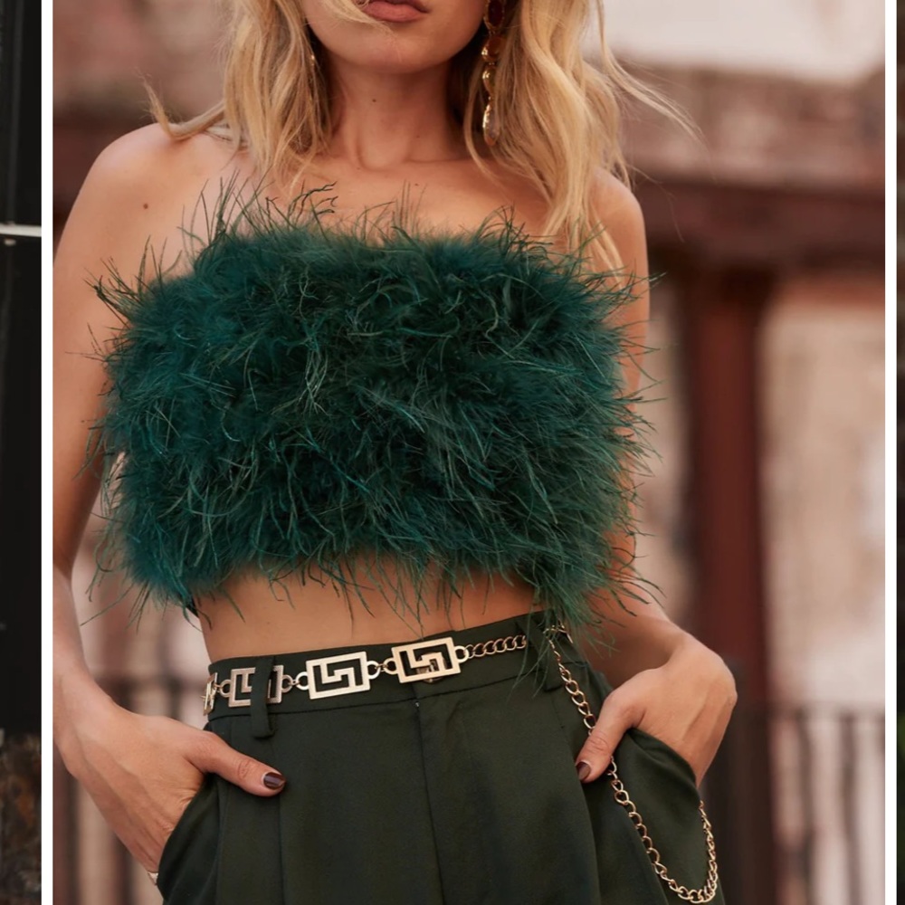 Chanel Emerald Faux Feather Top - size small
